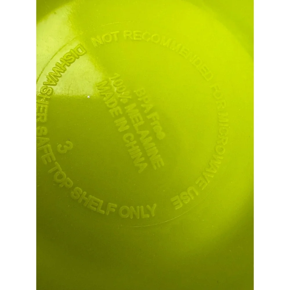Set of 3 Flower Shaped Melamine Bowls Green Orange Yellow Petal Dip Snack Bowls